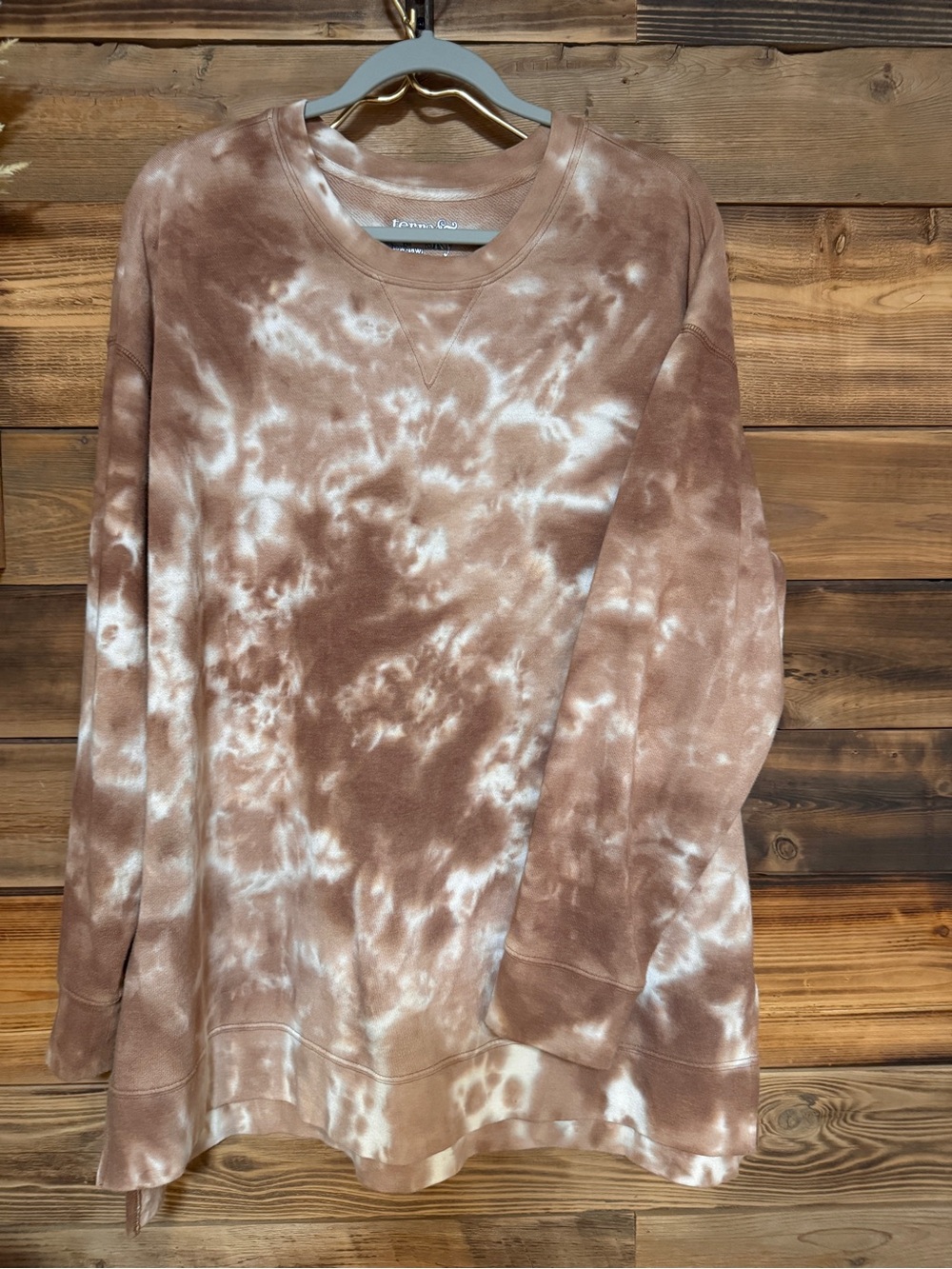 Terra & Sky Women’s Tie-Dye Pullover Sweater - Blush Brown | Size 16/18